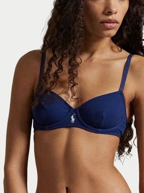 Polo by Ralph Lauren Navy Modern Ribbed Underwire Bra with white Logo 36D